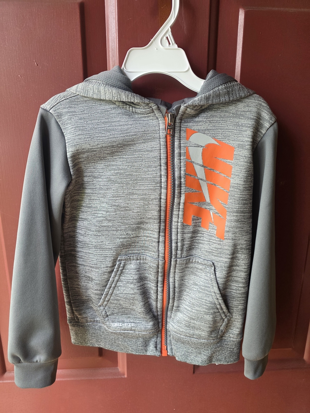 Nike Grey & Orange Boys' Zip Hoodie